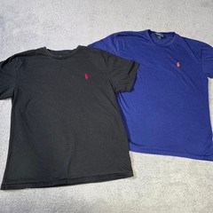 Polo Ralph Lauren Mens S/M 2pk T-Shirt Black Navy Blue Embroidered Pony Logo