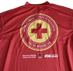 USMC Size L 26TH Marine Corps Marathon 2021 Medical Corpsman 1/4 Zip T-Shirt