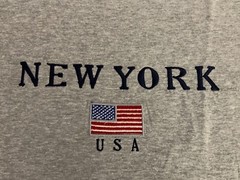 Man Boys NewYork NYC US Flag Embroidery Gray T-Shirt Cotton Size XS S M L XL 2XL