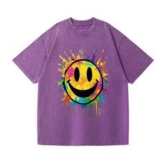 Unisex Retro Smiley Face Oversized Shirt Hippie Casual Aesthetic Streetwear Tee
