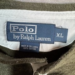 Vintage Polo Ralph Lauren Shirt Mens XLarge Mossy Green Lined Henley Slub Cotton