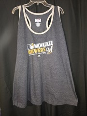 Majestic MLB Authentic Milwaukee Brewers Tank Top 2X Gray Racerback XXL
