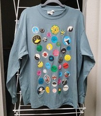 VTG 90s Hobo Signs Single Stitch Peace Hippie Pins Long Sleeves Shirt OSFA Gray