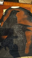 HAND PAINTED ORIGINAL ART Black and brown raven tee .goth.punk . .