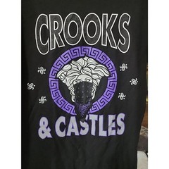 Crooks & Castles Men’s T-Shirt Medusa Bandana Short Sleeve Tee Black Small A105