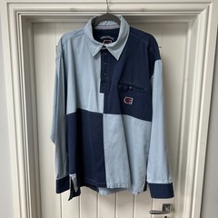 Deal Rugby Polo Shirt Men’s XL Blue 100% Cotton Long Sleeved Chest Pocket Top