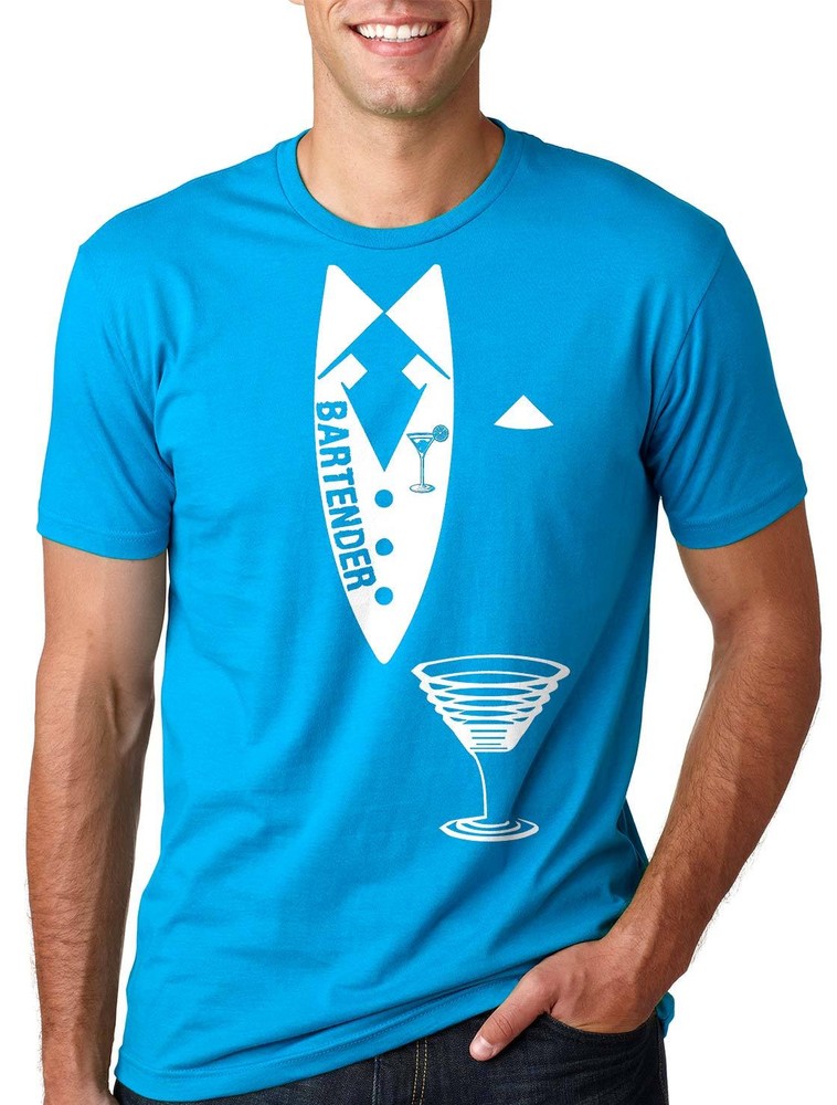 Bartender T-shirt Bar Club Restaurant Bartender Tee Shirt Tie T-shirt