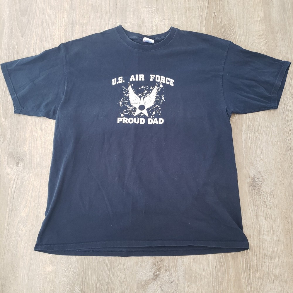 Vintage Y2K US Air Force Proud Dad Yazbek Tag Graphic Short Sleeve Shirt Size XL