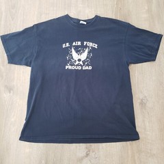 Vintage Y2K US Air Force Proud Dad Yazbek Tag Graphic Short Sleeve Shirt Size XL