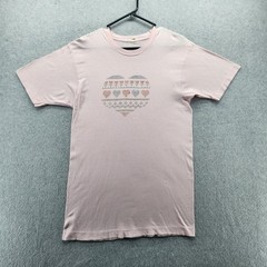 Vintage Fruit Of The Loom Shirt Mens Large Pink Rhinestone Heart Graphic Tee 80s