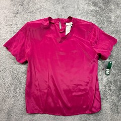 Vintage 90s Sara Stephen Satin Blouse Magenta Pink NWT Meier Frank Womens L