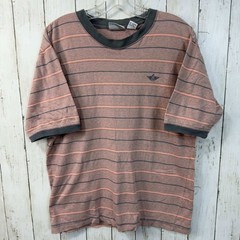 Dockers Men’s Y2K Striped Short Sleeve T Shirt Cotton Pink Gray Size M