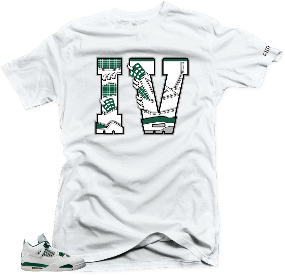 Shirt To Match Jordan Retro 4 Oxidized. The IV (Green) White Match Tees