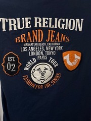 Men’s True Religion Navy Blue Logo Patch T-shirt Size Small