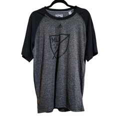Adidas Ultimate Tee Shirt MLS Mens T-Shirt XL Climalite Gray Black Soccer Sports
