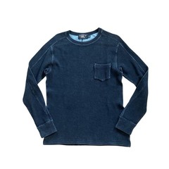Double RL RRL Ralph Lauren Waffle Knit Long Sleeve Shirt Tee Size Med Dark Gray