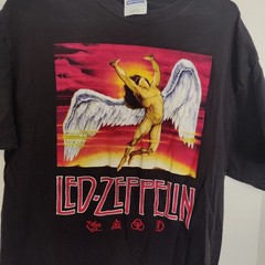 Vintage Y2K Led Zeppelin Swan Song Large Black T-Shirt