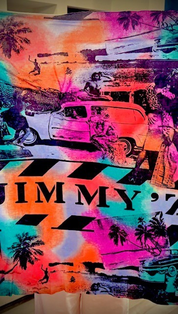 VINTAGE JIMMY”Z LARGE PIECE OF RAYON/POLYESTER FABRIC FOR STYLE ACCENT/THROW