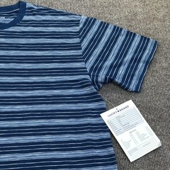 Lucky Brand Shirt Mens Medium Blue Stripe Tee Tagless Cotton Jersey Sample
