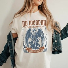 Vintage Archangel Michael Shirt Prayer Bible Scripture Tee Jesus Faith Christian