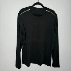 THE KOOPLES Zip Shoulder Long Sleeve Jersey Tee In Black Men’s Large