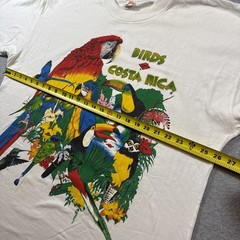 Costa Rica Vintage Souvenir Tee T-Shirt Parrot Birds Colorful Graphic White 2XL