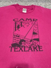 Vtg Distresed Pink FOTL single Stitch Shirt Camp Texlake Sail boat Horseback XL