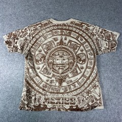 Vtg Narcotics Anonymous Yazbek Shirt Mens XL Tan Sober Mexico Mayan Sun Stone
