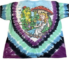 Liquid Blue Alice in Wonderland T-Shirt Men XLarge Blue Tie Dye Psychedelic
