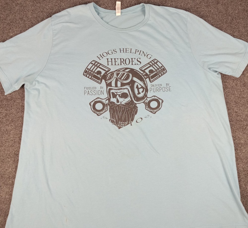 Hogs Biker Charity Helping Heroes Shirt Mens 3XL Bella Ohio Graphic harley USA