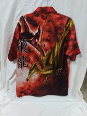 Y2K Men’s Vintage Trust ” Flying Dragon” Button Up Shirt Med.