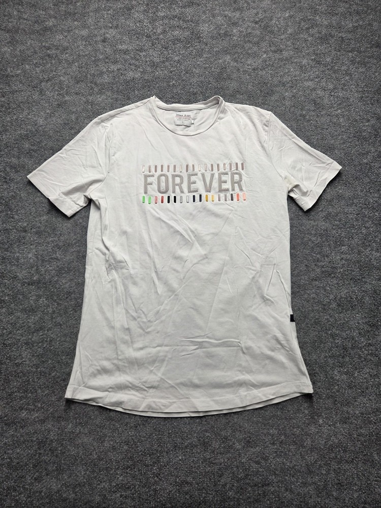 Mania Jeans T Shirt Mens Sz L White Graphic Short Sleeve Crew Neck Fashion Top
