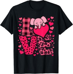 Cute Kawaii Valentine Elephant Love Hearts Valentines Day T-Shirt