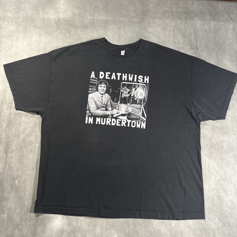 Vintage Deathwish In Murdertown Mister Roger’s Parody T-Shirt Size 3XL Black Y2K