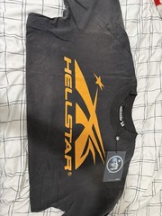 HELLSTAR Men’s Black Yellow Logo Graphic Print Tee Crew Neck Short Sleeve XL