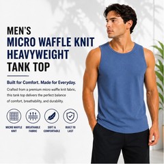 Men’s 5-Pack Micro Waffle Knit Heavyweight Sleeveless Tank Top New (Sizes-S-3XL)