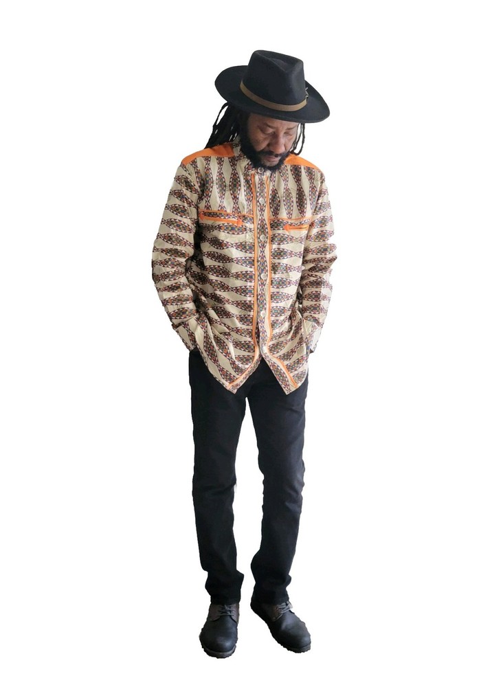 African Men’s Dashiki Shirt Woodin Print ( shirt chest: 48 in)