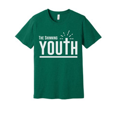 Christian Unisex Youth Tee With Large Typography, Cross Emblem, Sunrise Rays Gra