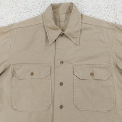 Vintage 50s Military Utility Work Shirt Mens 15-34 (Fits M), Khaki Twill, Korea