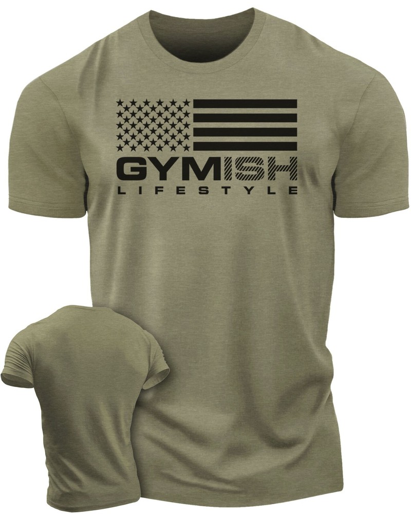 074. Gymish Flag Funny Workout Gym T-Shirt for Men