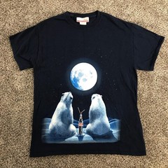 Coca-Cola Shirt Mens Medium Blue Polar Bear Moon Coke Bottle Graphic Tee
