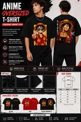 Anime Oversized T Shirt Japanese Streetwear Luffy Graphic Tee Unisex Cotton Top