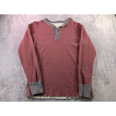 LL Bean Mens Henley Shirt Medium Tall Red Gray Striped Wool Blend 285149 Canada