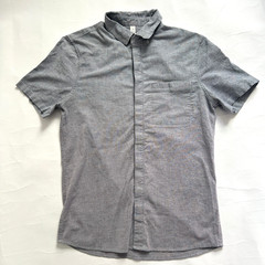 Lululemon Shirt Mens sz S Gray Short Sleeve Button Up Business Casual Preppy