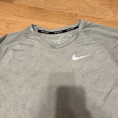 Nike Shirt Mens XL Grey Running Dri Fit Training Miler Camo Polyester Swoosh