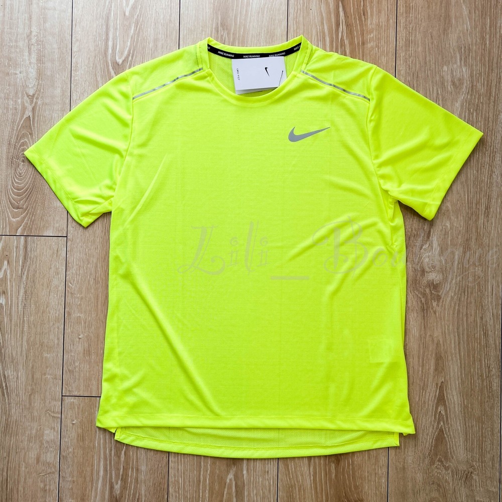Nike Men’s Dri-Fit Miler Running Training Top T-Shirt CU0326-702 Volt NWT Size S