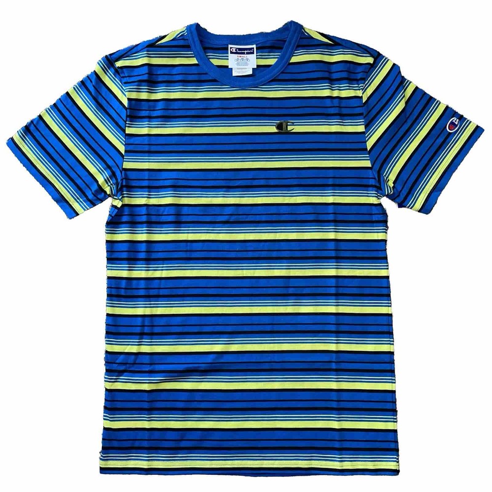 Champion Classic Tailored Stripe Short Sleeve T-Shirt Blue Green Black Men’s NWT