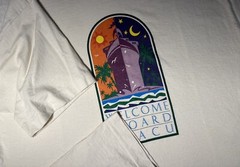 Vintage 1990s 90s Welcome Aboard Cruise Ship Art Deco Vacation Sunset T-Shirt XL