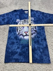 Siegfried & Roy Shirt Adult Medium Blue Tie Dye Graphic White Tiger Crewneck Vtg