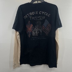 Vtg Lucky Brand Triumph Men Large Motorcycles Layered Thermal Y2K Grunge Style